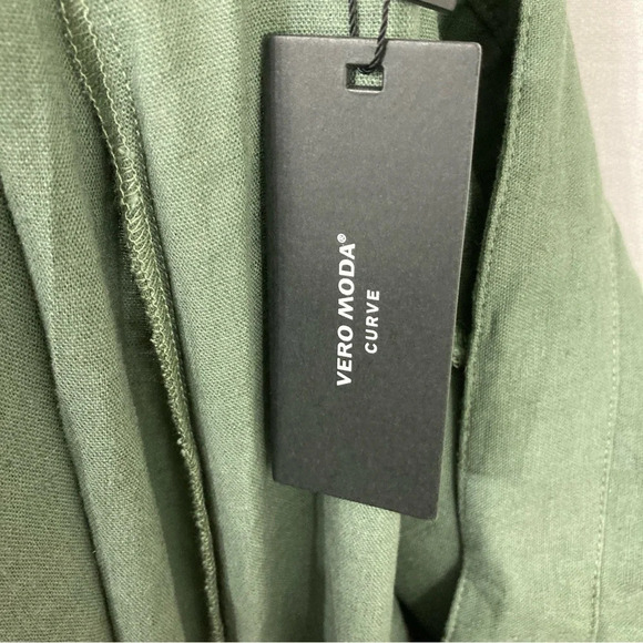 New Vero Moda Army Green Linen Blend Wide Leg Pants size 24 - Picture 9 of 11